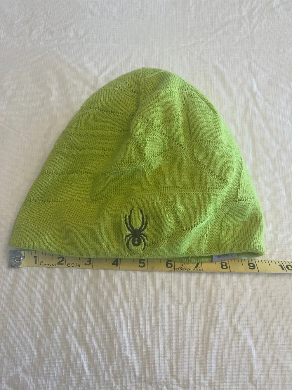 Spyder Lime Knit Beanie with Spider Logo Unisex OS Like New